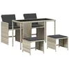 Image de vidaXL Ensemble à Manger de Jardin avec Coussins 5 pcs, Table de Terrasse, Meubles de Patio, Mobilier d'Extérieur, Gris Clair Résine Tressée