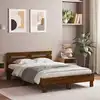 Image de vidaXL Cadre de lit avec LED sans matelas chêne marron 120x190 cm