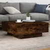 Image de vidaXL Table basse avec lumières LED chêne fumé 80x80x31 cm