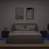 Image de vidaXL Armoires de chevet et lumières LED 2 pcs noir bois d'ingénierie