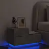 Image de vidaXL Table de chevet avec lumières LED gris béton 70x36x40,5 cm