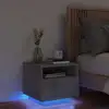 Image de vidaXL Table de chevet avec lumières LED gris béton 40x39x37 cm