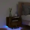 Image de vidaXL Table de chevet avec lumières LED chêne fumé 40x39x37 cm