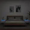 Image de vidaXL Tables de chevet murales avec lumières LED 2 pcs blanc