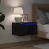 Image de vidaXL Table de chevet murale avec lumières LED noir