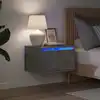 Image de vidaXL Tables de chevet murales avec lumières LED 2 pcs gris béton