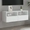Image de vidaXL Meuble TV mural blanc 80x30x30 cm bois d'ingénierie