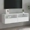 Image de vidaXL Meuble TV mural blanc 100x30x30 cm bois d'ingénierie