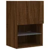 Image de vidaXL Meuble TV avec Lumières LED, Armoire de Télévision Murale avec Rangement, Meuble Télé Suspendu Salon Salle de Séjour, Moderne, Chêne Marron