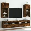 Image de vidaXL Meubles TV avec lumières LED 2 pcs chêne fumé 40,5x30x90 cm