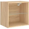 Image de vidaXL Table de Chevet Murale avec Lumières LED, Armoire de Lit Suspendue, Table de Nuit, Armoire de Nuit Chambre, Moderne, Chêne Sonoma