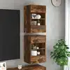 Image de vidaXL Meubles muraux avec lumières LED pour TV 2pcs chêne fumé 40x30x60,5 cm