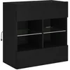 Image de vidaXL Meuble TV avec Lumières LED, Armoire de Télévision Murale avec Étagères, Meuble Télé Suspendu Salon, Moderne, Noir Bois d'Ingénierie