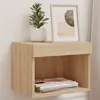 Image de vidaXL Table de chevet murale avec lumières LED chêne sonoma