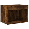 Image de vidaXL Table de Chevet Murale avec Lumières LED, Armoire de Lit Suspendue, Table de Nuit, Armoire de Nuit Chambre, Moderne, Chêne Fumé