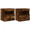 Image de vidaXL Meubles TV muraux et lumières LED 2pcs chêne fumé 40x30x40 cm