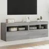 Image de vidaXL Meubles TV muraux et lumières LED 2pcs sonoma gris 60x30x40 cm