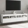 Image de vidaXL Meubles TV muraux avec lumières LED 2 pcs blanc 80x30x40 cm