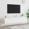 Image de vidaXL Meubles TV muraux avec lumières LED 2 pcs blanc 80x35x31 cm