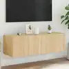 Image de vidaXL Meuble TV mural avec lumières LED chêne sonoma 100x35x31 cm