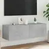 Image de vidaXL Meuble TV mural avec lumières LED gris béton 100x35x31 cm