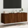 Image de vidaXL Meubles TV muraux lumières LED 2 pcs chêne marron 60x35x41 cm