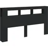Image de vidaXL Tête de Lit à LED, Panneau avec Rangement, Accessoire de Lit, Tête de Cadre de Lit Chambre, Noir 180x18,5x103,5 cm Bois d'Ingénierie