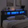 Image de vidaXL Tête de lit à LED noir 220x18,5x103,5 cm bois d'ingénierie
