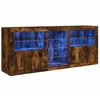 Image de Buffet avec lumières LED chêne fumé 181,5x37x67 cm