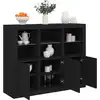 Image de vidaXL Buffets avec lumières LED 3 pcs noir bois d'ingénierie