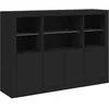 Image de Buffets avec lumières LED 3 pcs noir bois d ingénierie