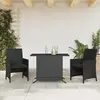 Image de vidaXL Ensemble de bistro 3 pcs avec coussins noir résine tressée