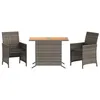 Image de vidaXL Ensemble de Bistro avec Coussins 3 pcs, Chaises et Table de Patio, Meubles de Terrasse Arrière-Cour Extérieur, Gris Résine Tressée