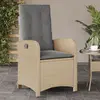 Image de vidaXL Chaise inclinable de jardin coussins mélange beige poly rotin