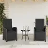 Image de vidaXL Chaises inclinables de jardin lot de 2 repose-pied noir rotin