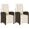 Image de vidaXL Lot de 2 Chaises Inclinables de Jardin avec Repose-Pied, Sièges avec Dossier et Coussins, Meubles de Terrasse, Moderne, Résine Tressée