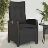 Image de vidaXL Chaise inclinable de jardin avec coussins noir résine tressée