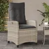 Image de vidaXL Chaise inclinable de jardin coussins gris clair résine tressée