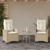 Image de vidaXL Chaises inclinables de jardin lot de 2 et coussins beige rotin
