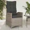 Image de vidaXL Chaise inclinable de jardin avec coussins gris résine tressée