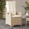 Image de vidaXL Chaise inclinable de jardin avec coussins beige résine tressée