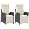 Image de vidaXL Lot de 2 Chaises Inclinables de Jardin avec Repose-Pied, Sièges de Patio, Meubles de Terrasse Patio Extérieur, Noir Résine Tressée