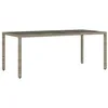 Image de vidaXL Table de Jardin Dessus en Verre, Table à Manger, Table de Repas, Meuble de Patio Terrasse Balcon Extérieur, Gris Résine Tressée