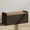 Image de vidaXL Banc de rangement et coussin marron 115x51x52 cm résine tressée