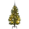 Image de vidaXL Sapin de Noël Artificiel Articulé 150 LED et Boules, Arbre de Noël avec Support, Décoration de Fête avec Lumières Vacance, 120 cm