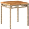 Image de vidaXL Table de Jardin, Table Carrée, Table Basse, Meuble de Patio, Table à Thé d'Extérieur Terrasse Cour, Mélange Beige Résine Tressée et Bois Acacia