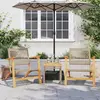 Image de vidaXL Ensemble de bistro 3 pcs beige résine tressée et bois d'acacia