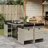 Image de vidaXL Ensemble à manger de jardin et coussins 5 pcs gris clair rotin