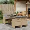 Image de vidaXL Ensemble à manger de jardin coussins 5 pcs mélange beige rotin