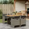 Image de vidaXL Ensemble à manger de jardin 5 pcs coussins gris résine tressée